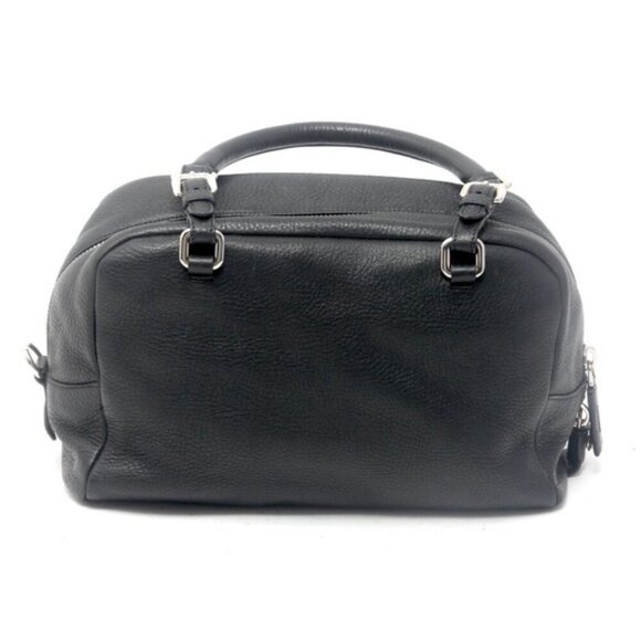 Prada Vitello Daino Logo Leather Bauletto Bag Nero Black Authenticity Card Mint - Picture 6 of 16